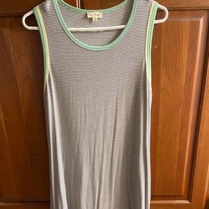 Hem and Thread Striped black, white, green sleeveless Summer ladies dress